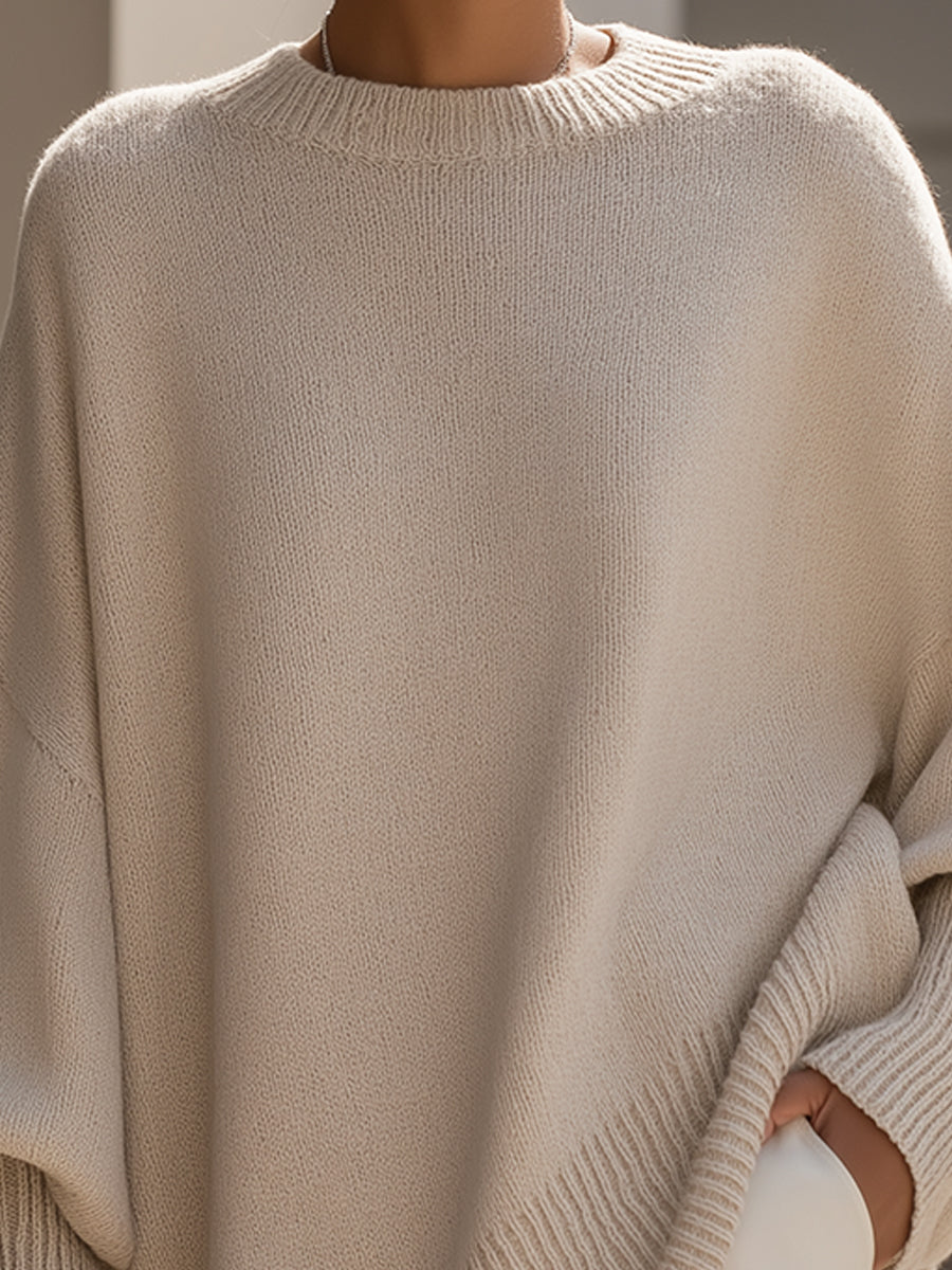 Gardenia™ | Ribbed-cuff crewneck poncho sweater