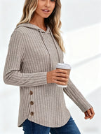 Victoria™ | Ribbed Knit Drawstring Hooded Sweater
