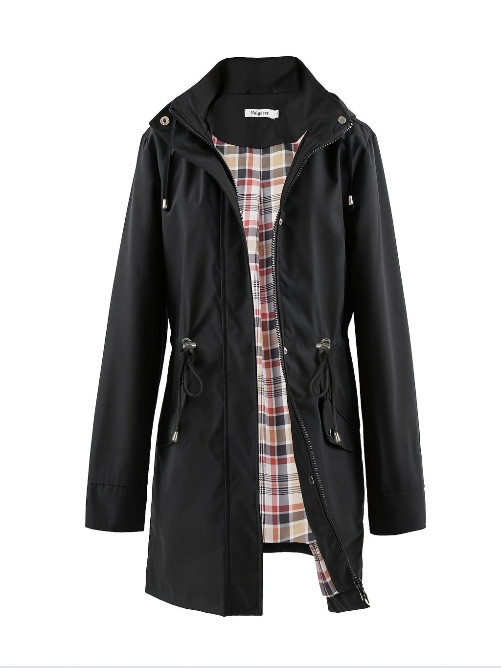 kouky™ | Waterproof Plaid-Lined Drawstring-Waist Parka Coat