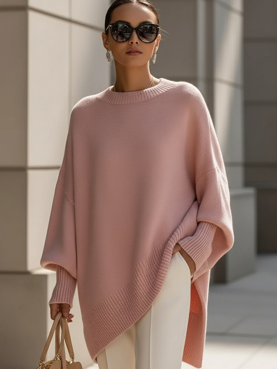 Gardenia™ | Ribbed-cuff crewneck poncho sweater