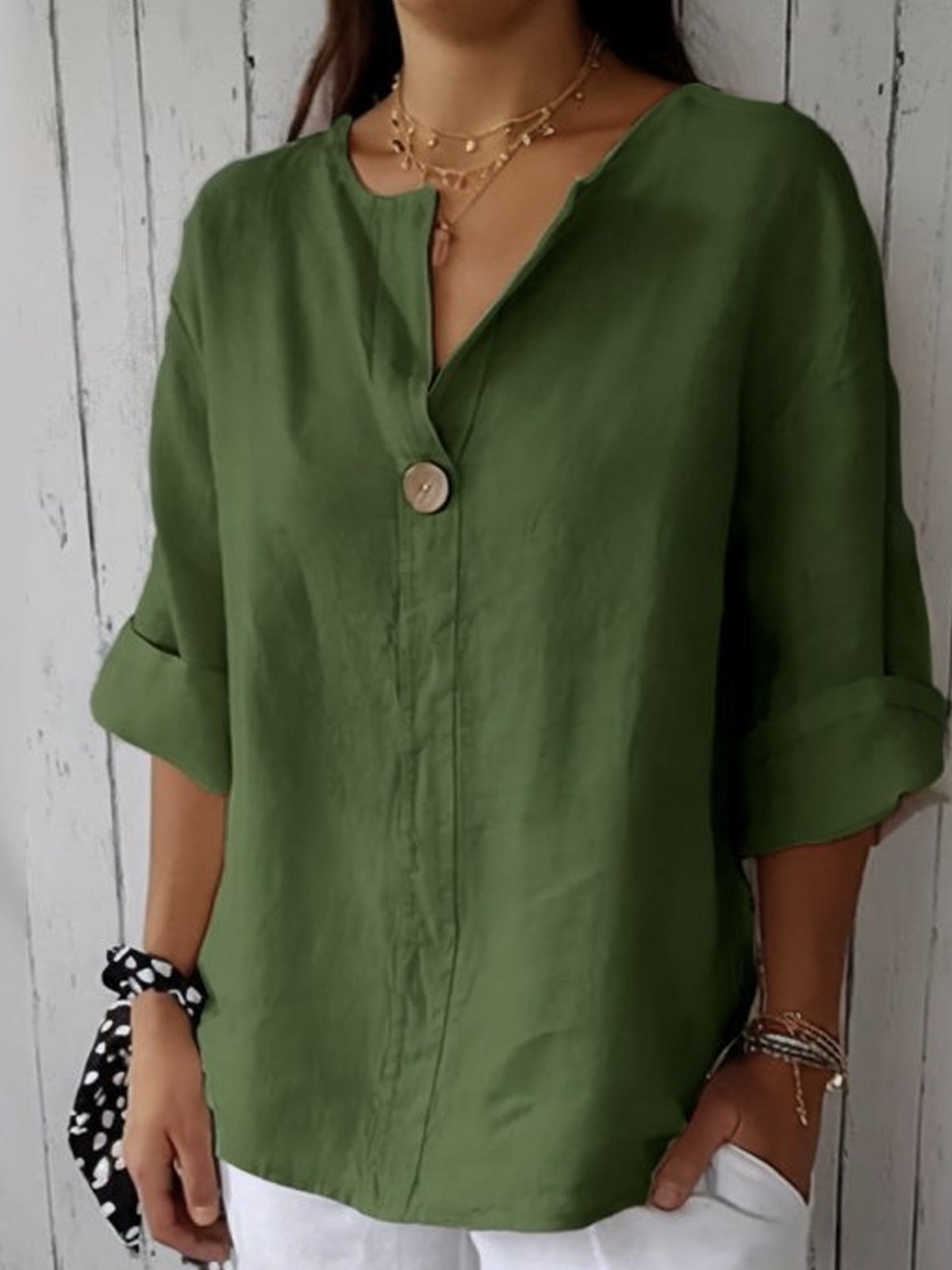 Charming V-Neck Smocked Puff Sleeve Blouse