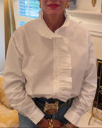 Elegant Ruffled Button-Down Blouse
