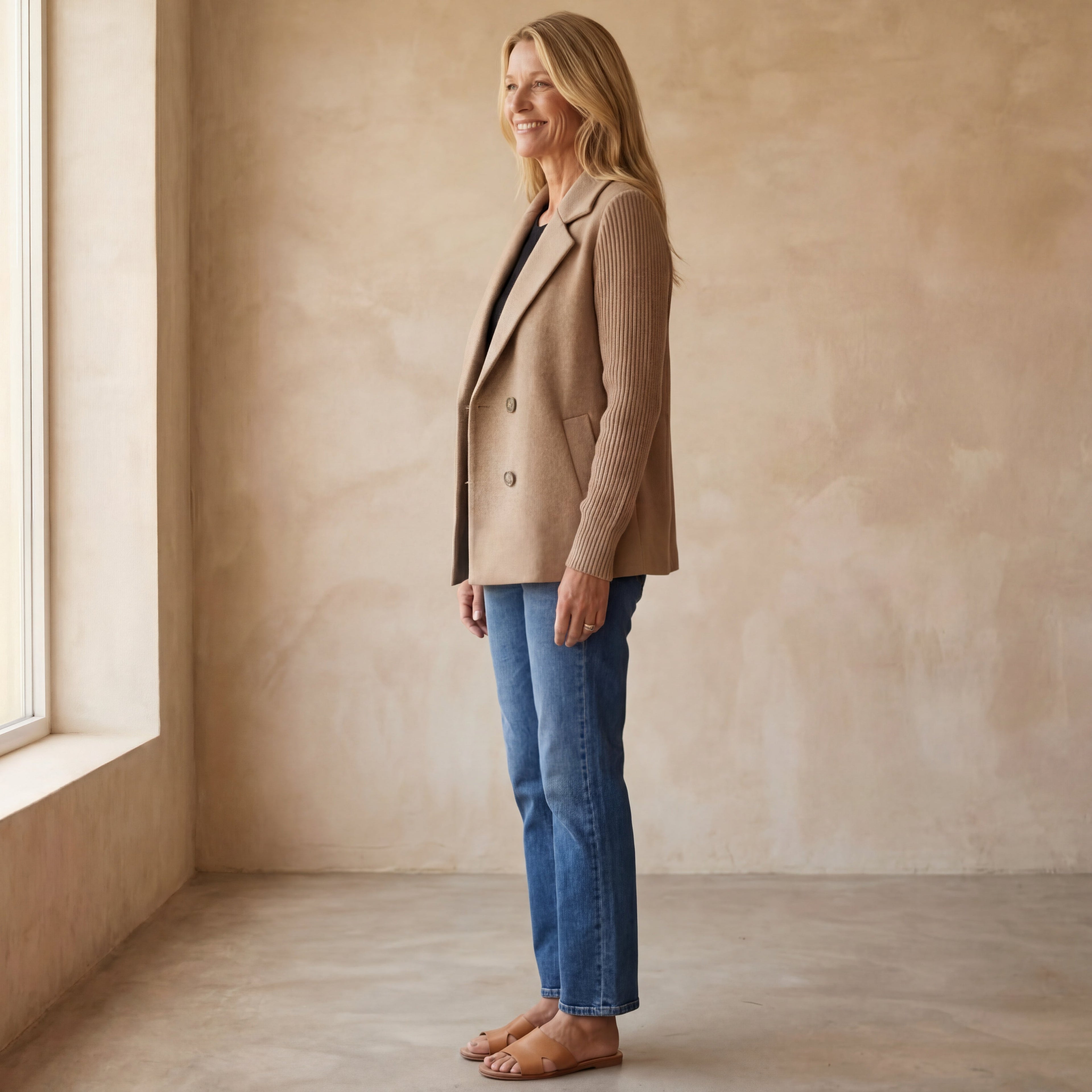 Sophisticated Versatile Mixed-Media Double-Breasted Blazer