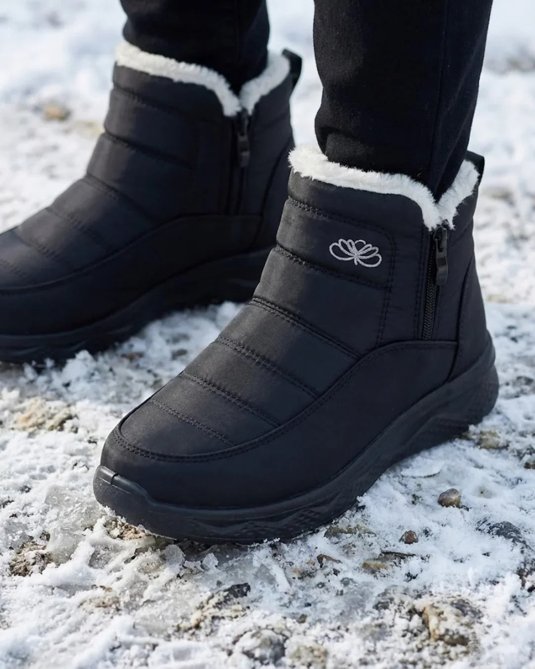 Odile™ | Quilted side-zip faux-fur winter ankle boots