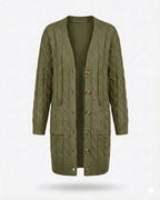 Kiana™ | Cable-Knit Buttoned Mid-Length Cardigan