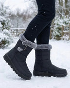 Laura™ | Faux-fur trim buckle winter boots