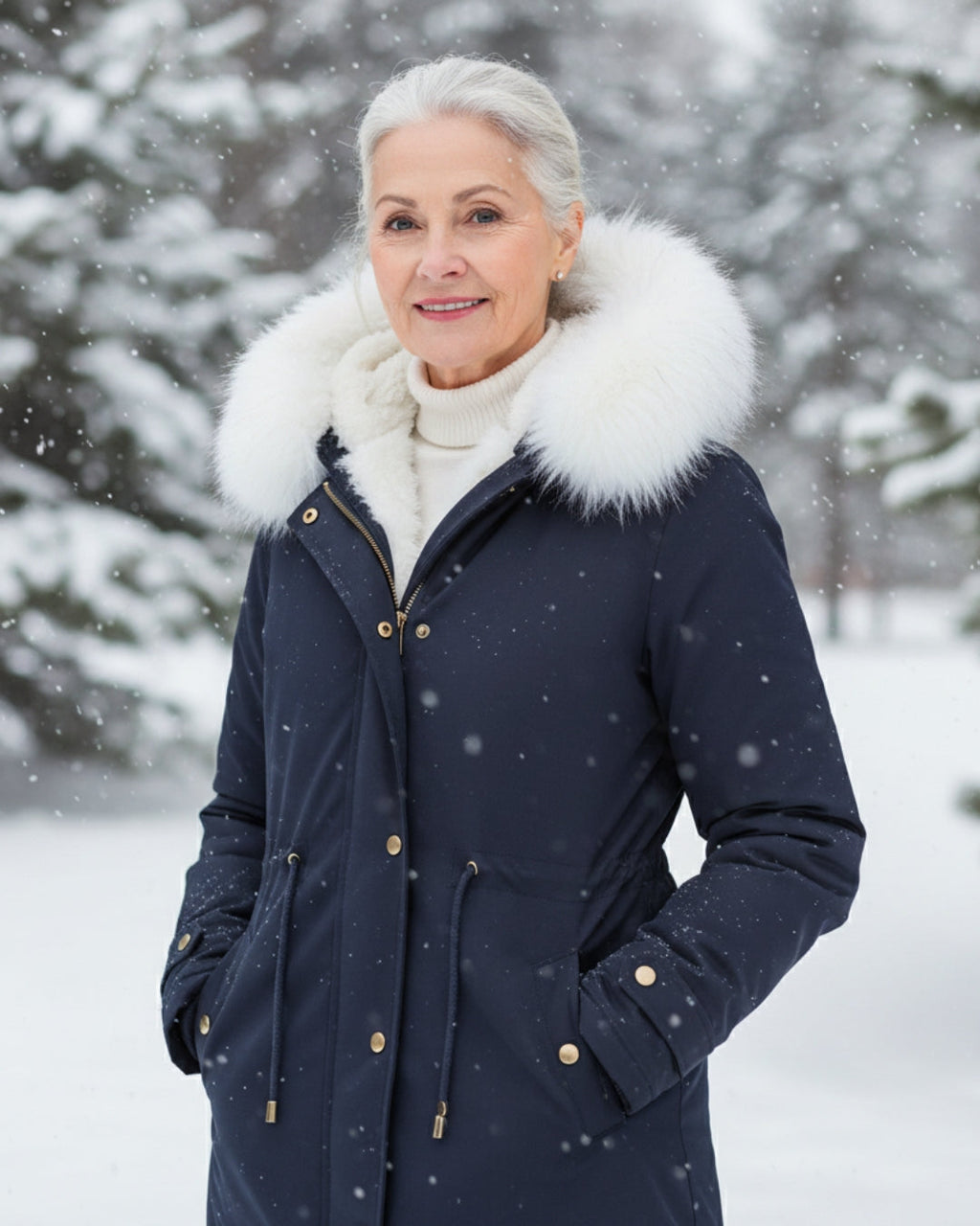 Ceridwen™ | Faux-fur hooded drawstring parka coat