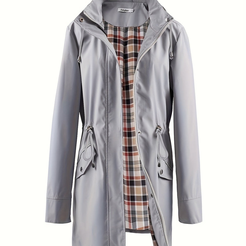 Veronica™ | Plaid Lined Drawstring Waist Hooded Parka Jacket