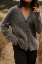 Fortunata™ | Fluffy V-neck button cardigan