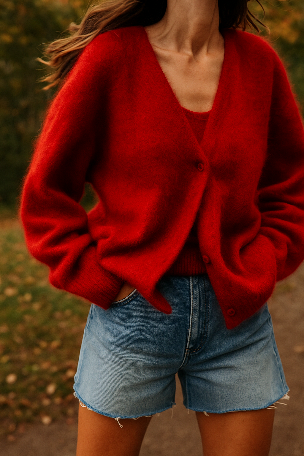 Fortunata™ | Fluffy V-neck button cardigan