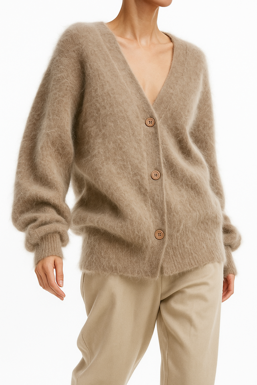 Fortunata™ | Fluffy V-neck button cardigan