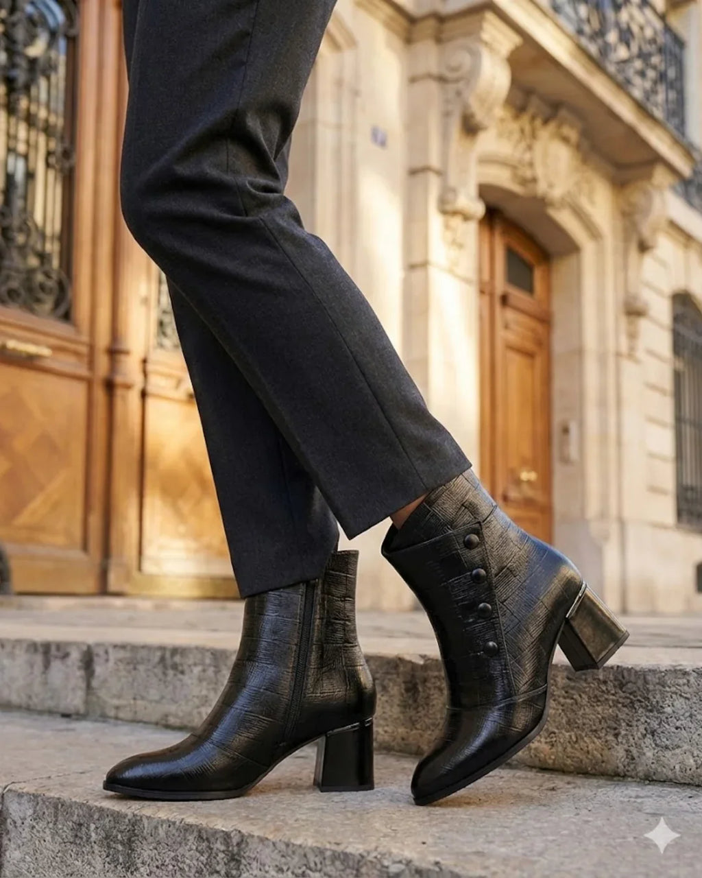 Blanca™ | Croc-embossed foldover cuff heeled ankle boots