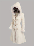 Tala™ | Cable-Knit Faux-Fur Trim Hooded Coat