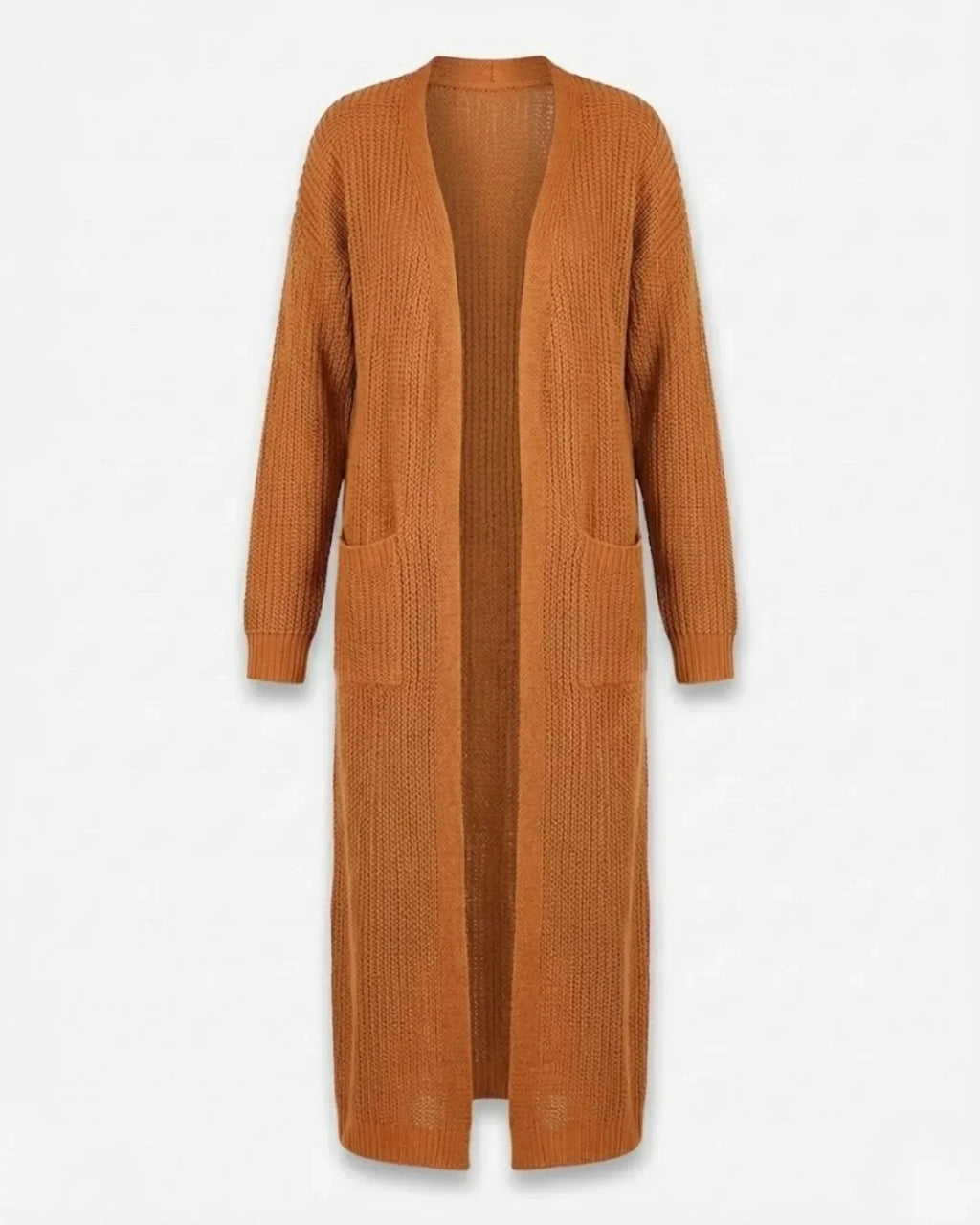 Giada™ | Open-Front Pocket Long Knit Cardigan