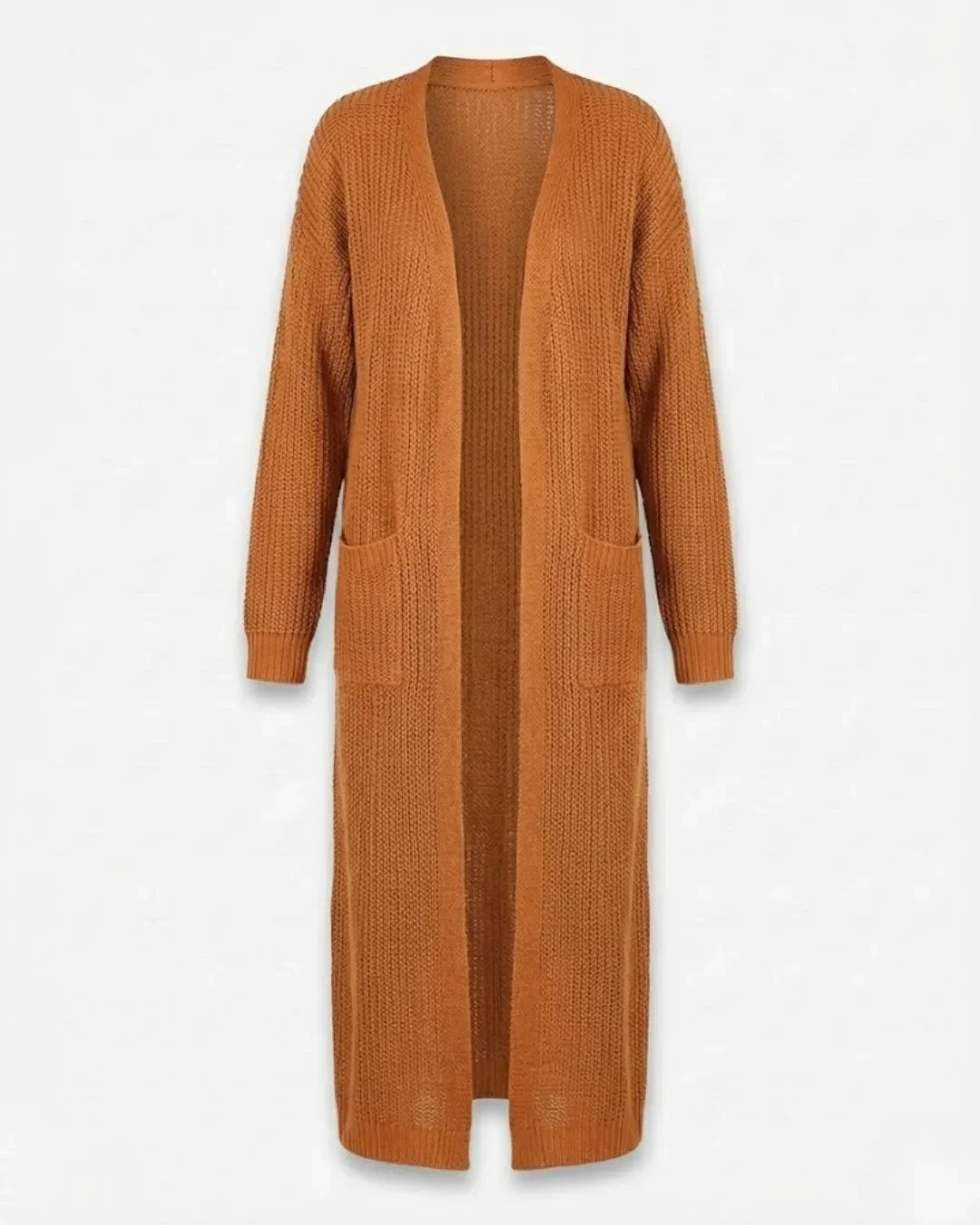 Giada™ | Open-Front Pocket Long Knit Cardigan
