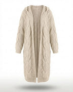 Hester™ | Hooded Cable-Knit Long Cardigan