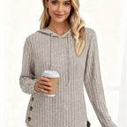 Victoria™ | Ribbed Knit Drawstring Hooded Sweater