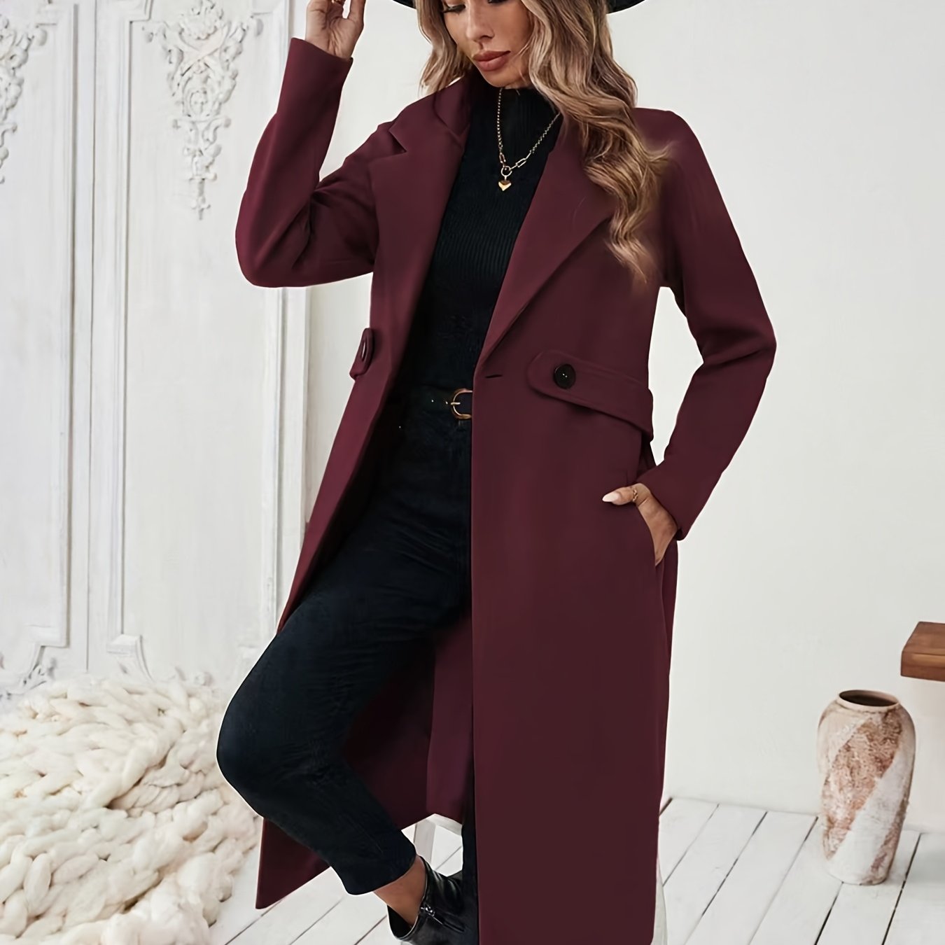 Mery™ | Notched-Lapel Button-Tab Tailored Coat