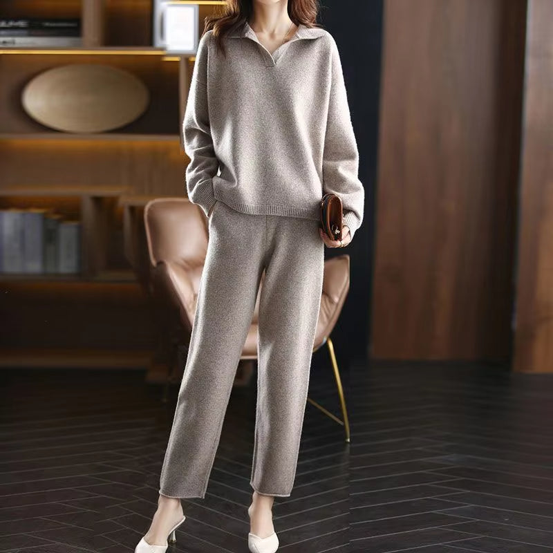Derla™ | Soft knit collared lounge sweater set
