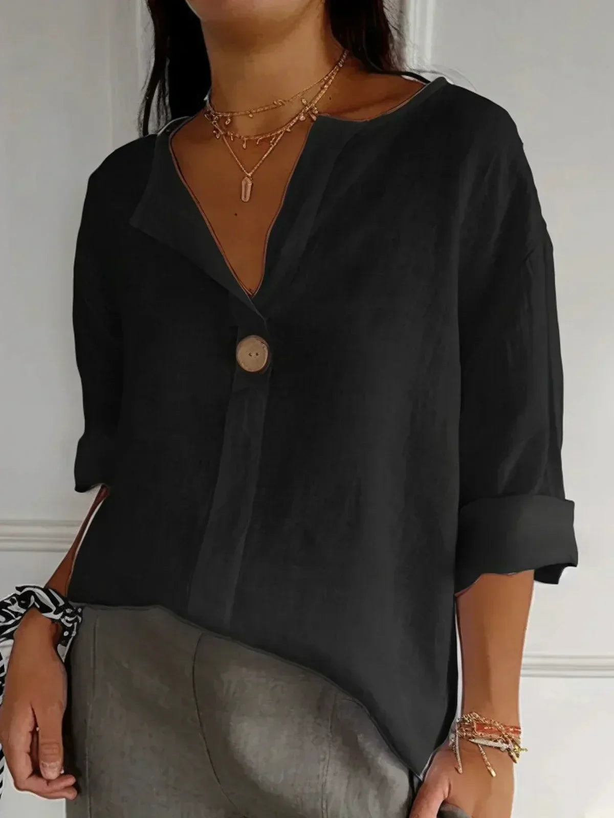 Charming V-Neck Smocked Puff Sleeve Blouse
