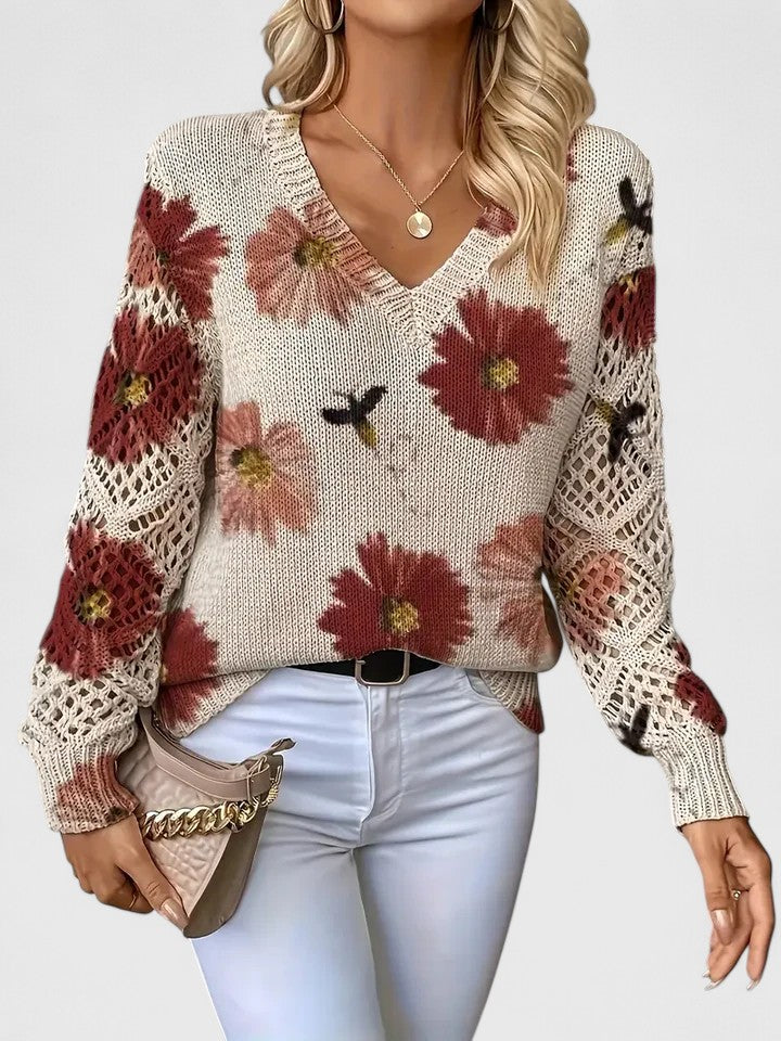 Tristana™ | Elegant Floral Cotton Sweater
