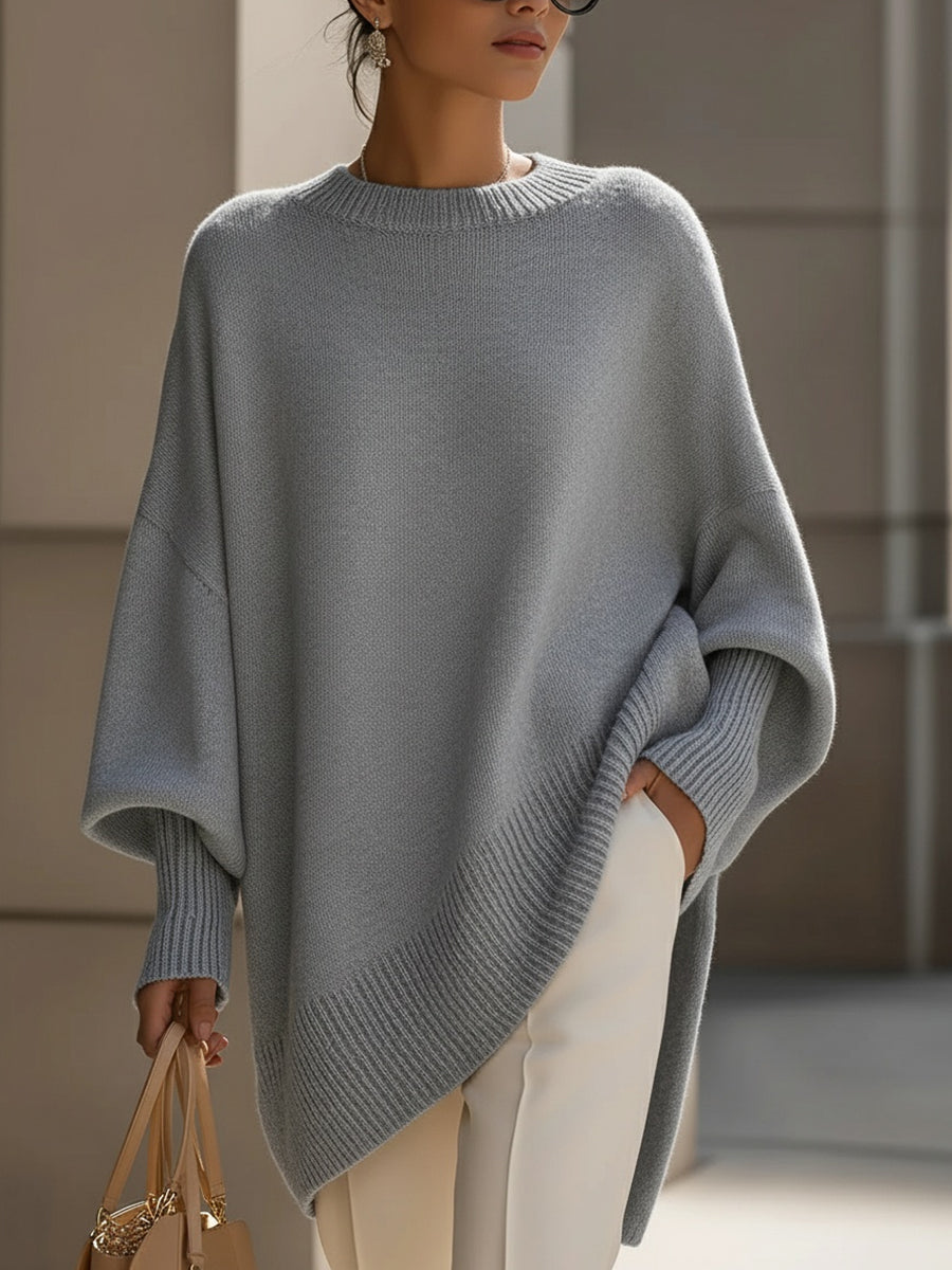 Gardenia™ | Ribbed-cuff crewneck poncho sweater
