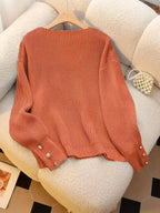 Vivian™ | Ribbed Knit Button-Cuff V-Neck Sweater