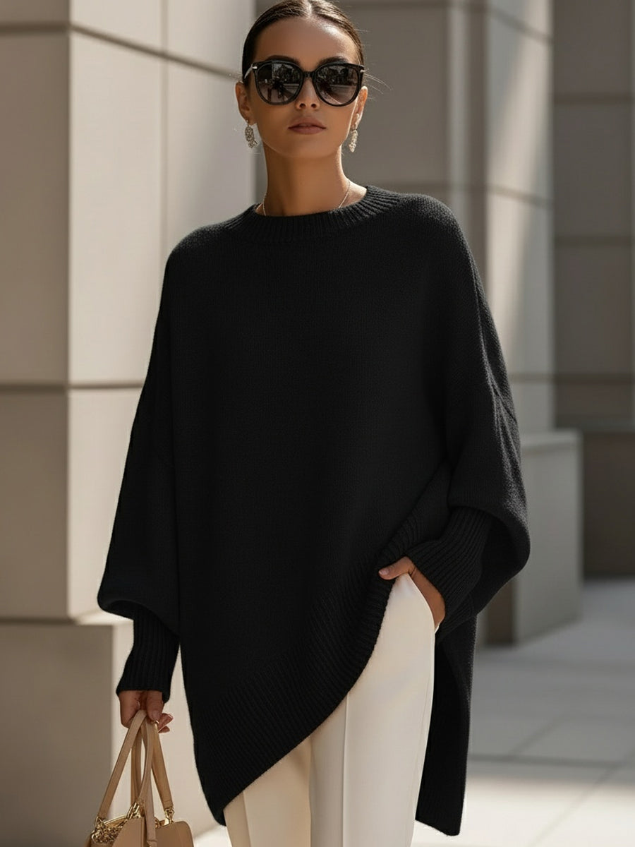 Gardenia™ | Ribbed-cuff crewneck poncho sweater