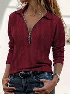 Maylis™ | Elegant Sweater Zip-Up Top