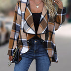 Yousra™ | Plaid Open-Front Waterfall Cardigan
