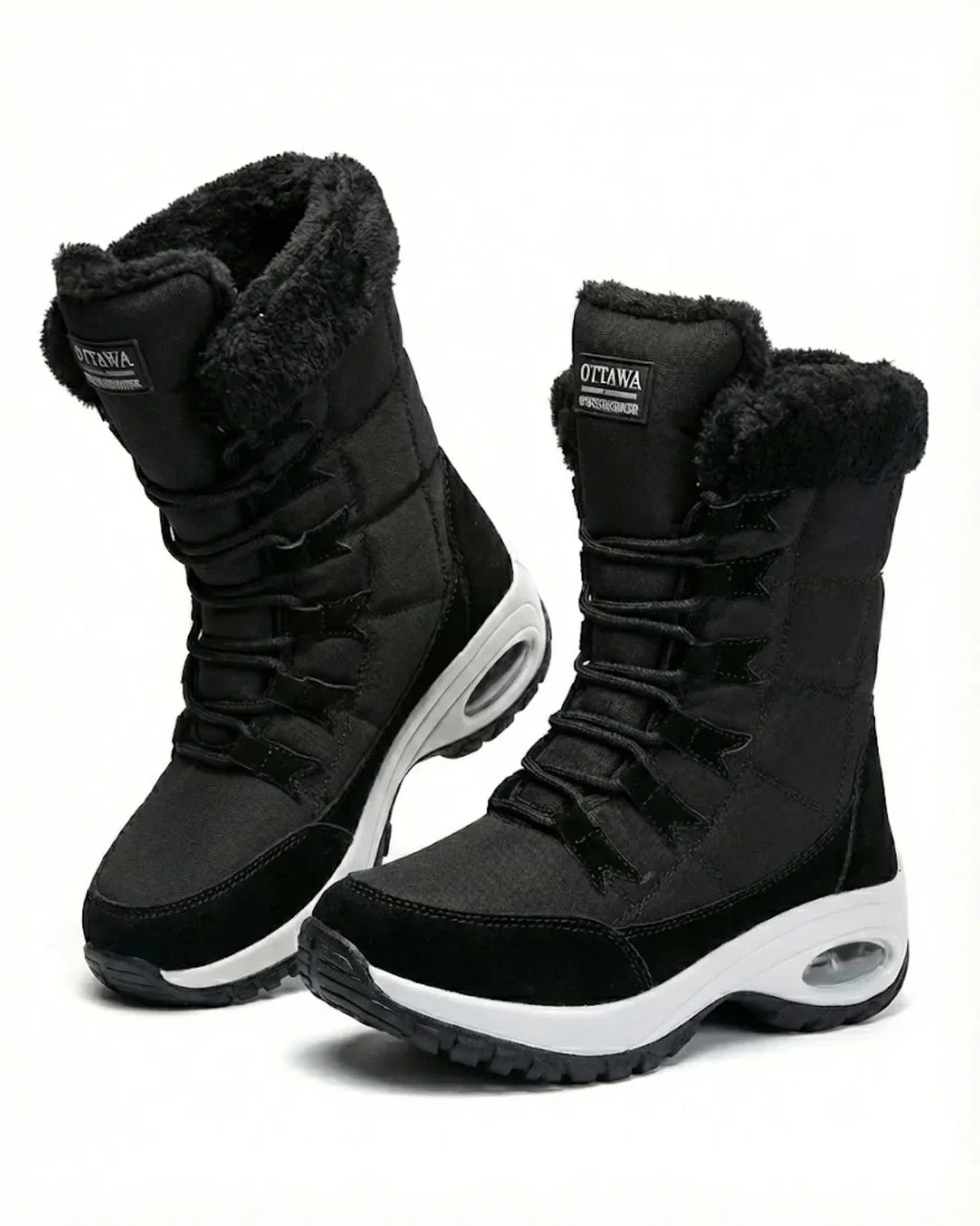 Cecilia™ | Faux-fur cuff lace-up mid-calf snow boots
