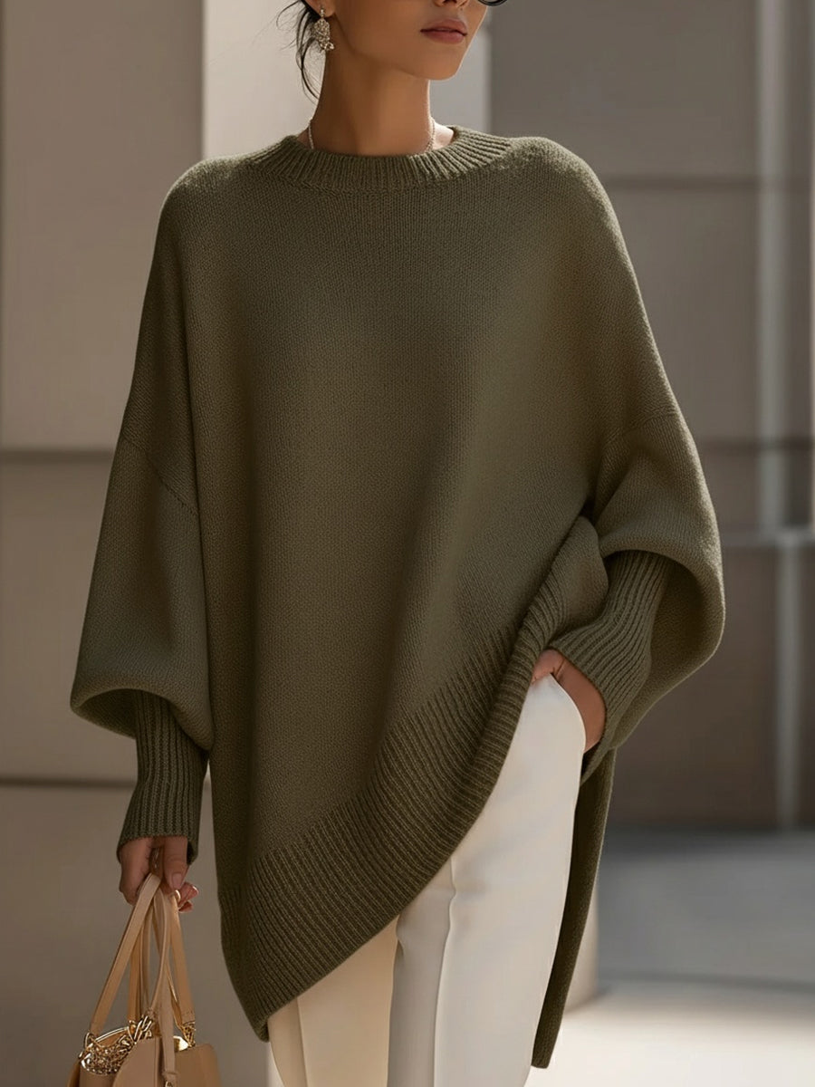 Gardenia™ | Ribbed-cuff crewneck poncho sweater