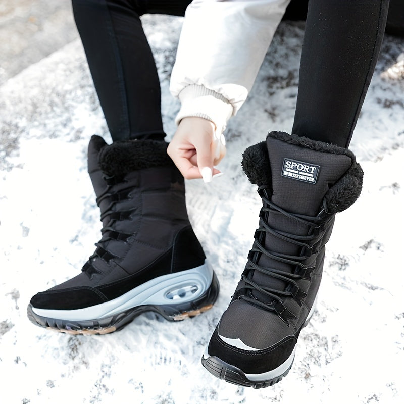 Cecilia™ | Faux-fur cuff lace-up mid-calf snow boots