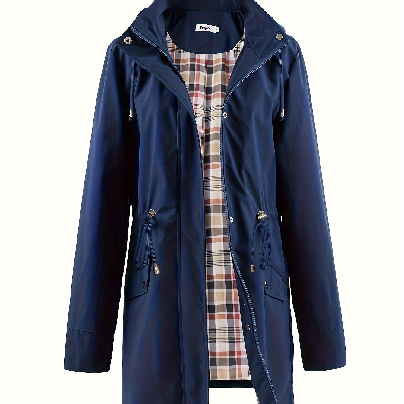 kouky™ | Waterproof Plaid-Lined Drawstring-Waist Parka Coat