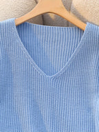 Vivian™ | Ribbed Knit Button-Cuff V-Neck Sweater