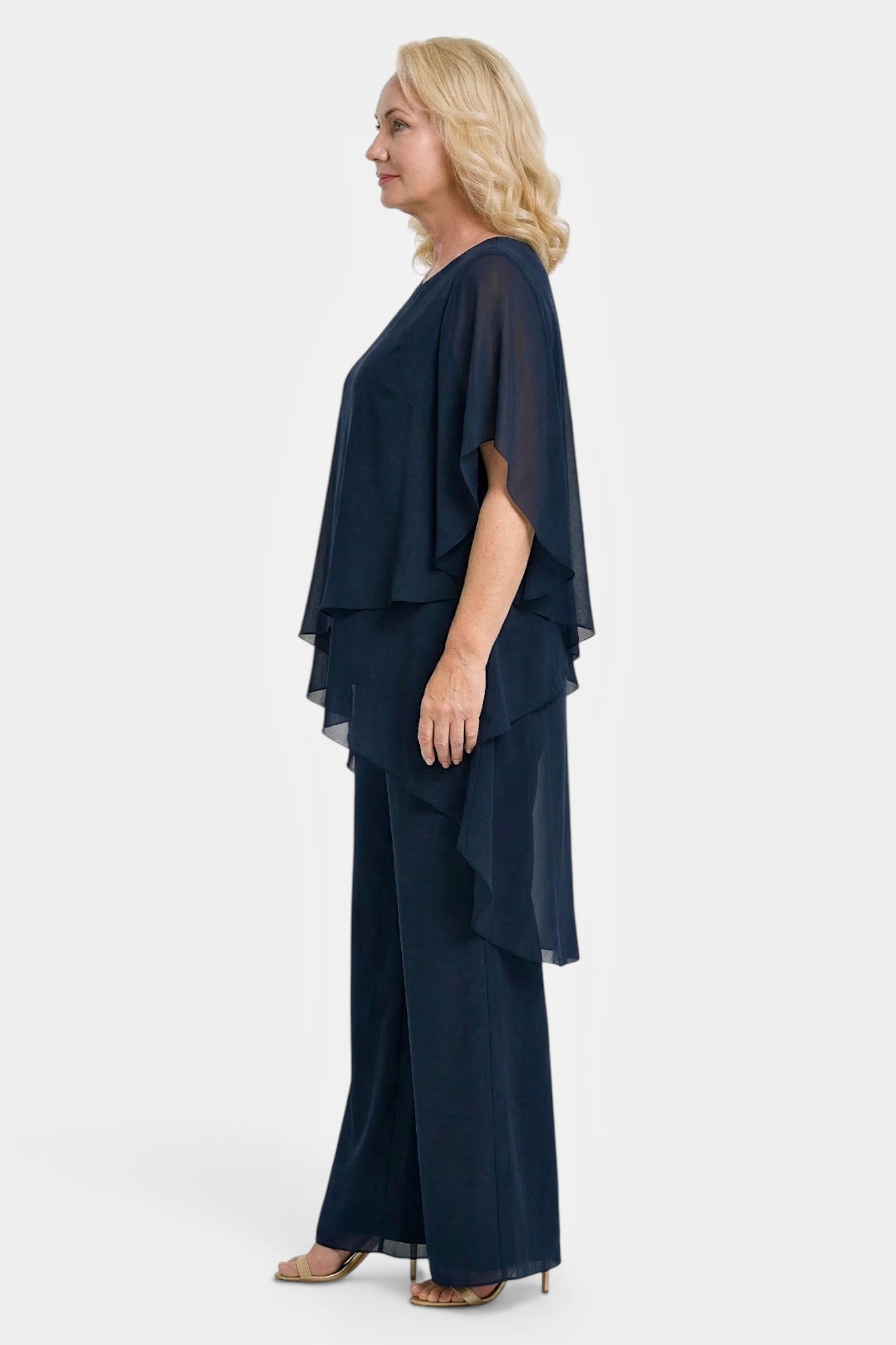 Elegant Chiffon Layered Pant Set