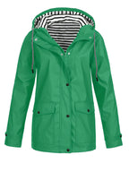 Zelda™ | Striped-Lined Drawstring Hooded Rain Parka Jacket