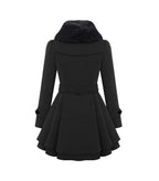 Cordelia™ | Faux-fur collar belted fit-and-flare coat