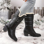 Beryl™ | Faux-fur cuff side-zip heeled knee-high boots