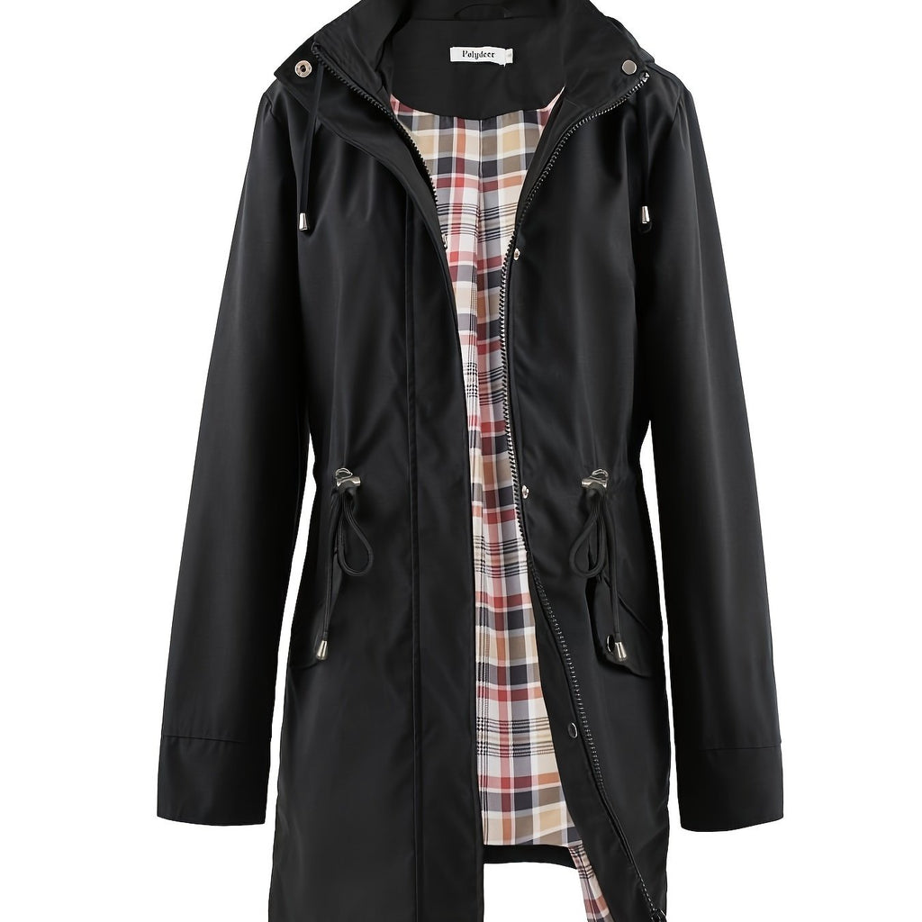 kouky™ | Waterproof Plaid-Lined Drawstring-Waist Parka Coat
