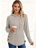 Victoria™ | Ribbed Knit Drawstring Hooded Sweater
