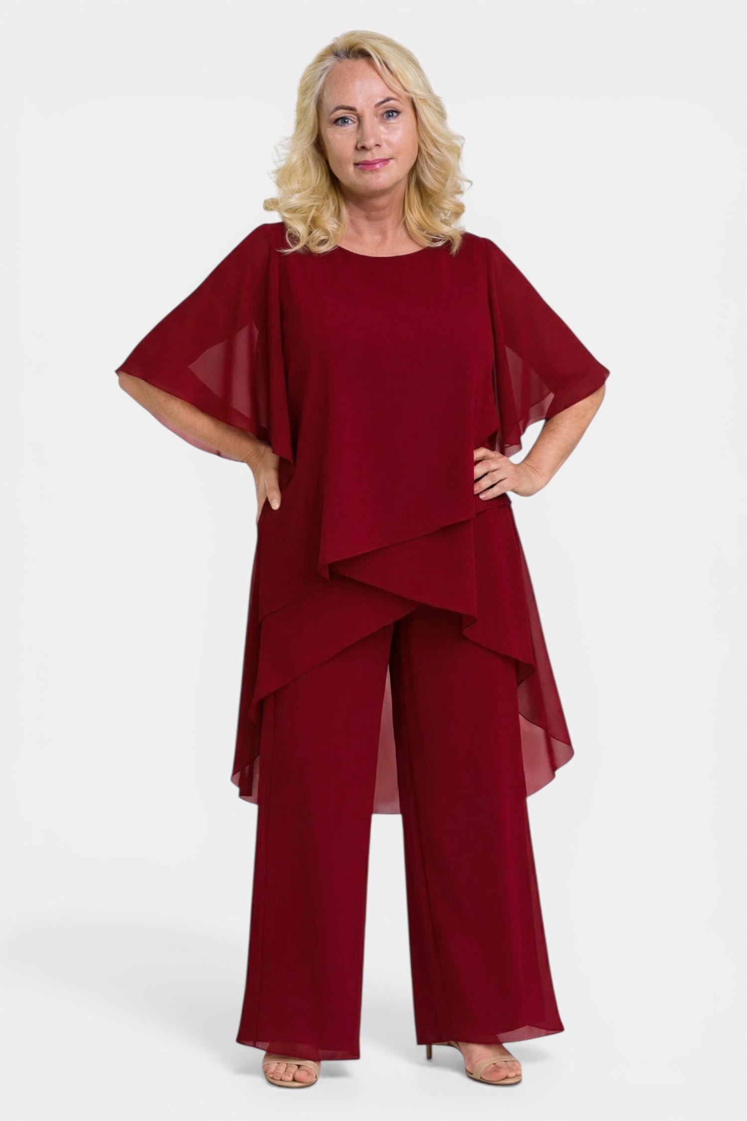 Elegant Chiffon Layered Pant Set