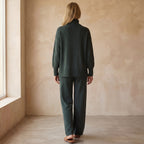 Cozy Sophisticated Mock-Neck Sweater & Wide-Leg Pant Set