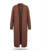 Indira™ | Extra-Long Cable-Knit Pocket Cardigan