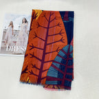 Tamara™ | Leaf-Print Multicolor Oblong Scarf Wrap