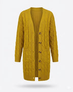 Kiana™ | Cable-Knit Buttoned Mid-Length Cardigan