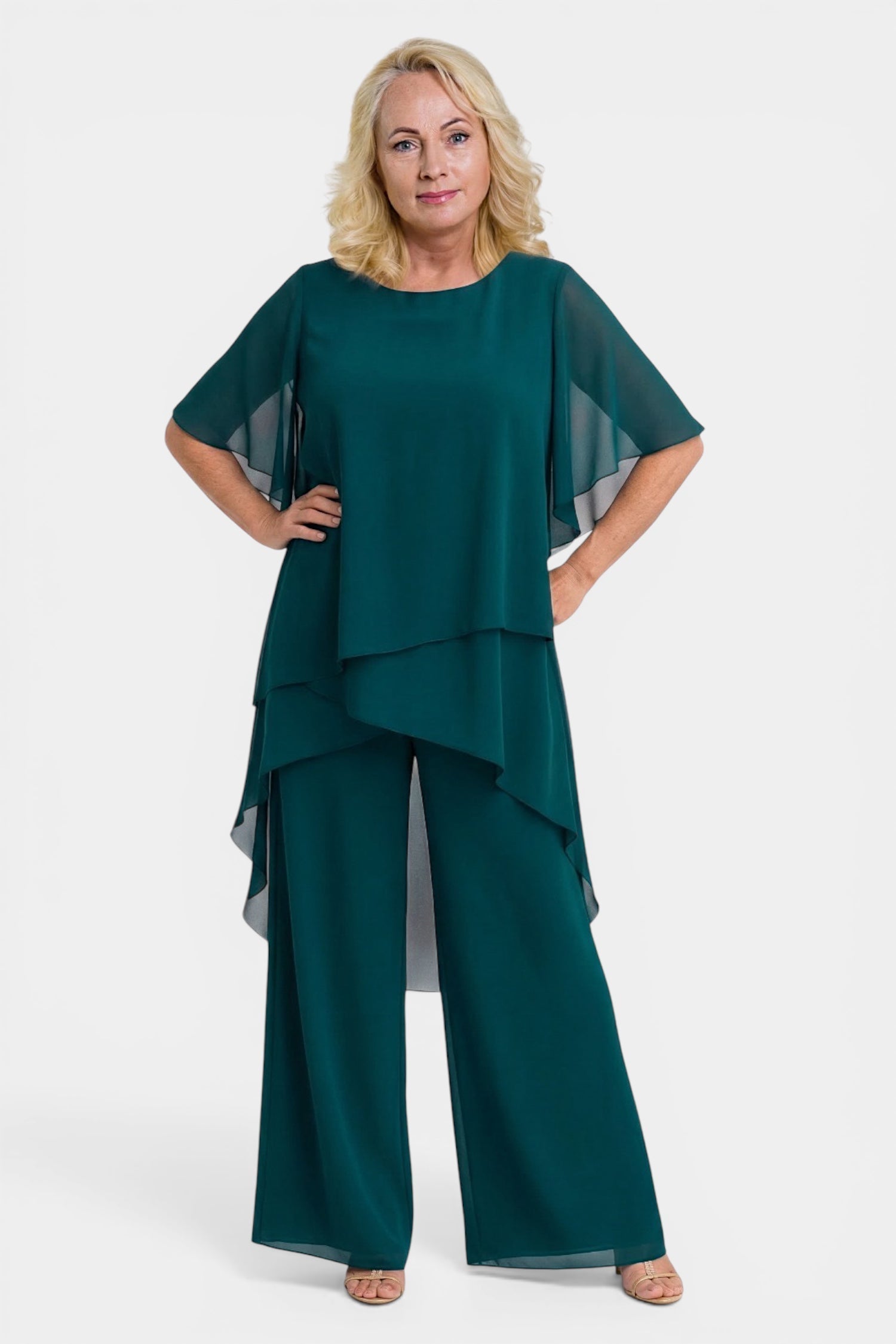 Elegant Chiffon Layered Pant Set