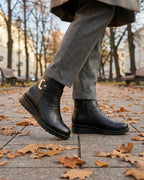 Avril™ | Side-zip buckle-strap plush-lined ankle boots