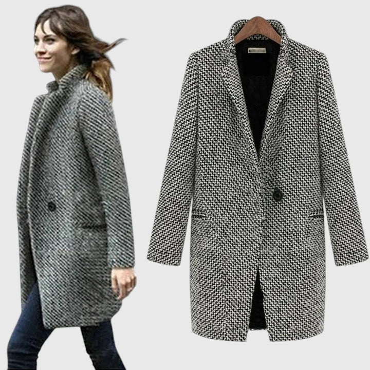 Sophisticated Timeless Textured Herringbone Longcoat