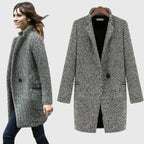 Sophisticated Timeless Textured Herringbone Longcoat